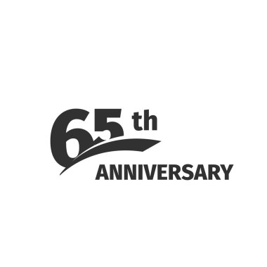 İzole soyut siyah beyaz arka plan üzerinde 65 yıldönümü logo. 65 numara logo. Altmış beş yıl jubilee kutlama simgesi. Altmış beşinci doğum günü amblemi. Vektör yıldönümü çizim.