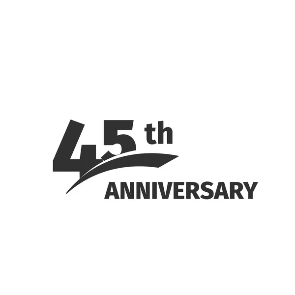 Logo abstrait isolé du 45e anniversaire noir sur fond blanc. Logotype 45 chiffres. Quarante-cinq ans icône de célébration du jubilé. Quarante-cinquième anniversaire saluant l'emblème. Illustration vectorielle anniversaire . — Image vectorielle