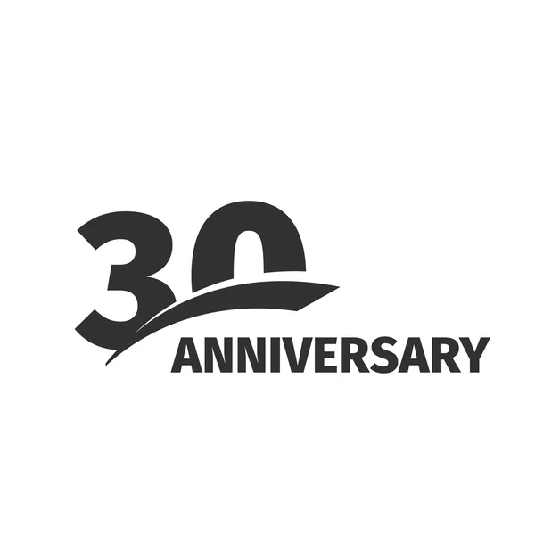 Logotipo aislado abstracto negro del 30º aniversario sobre fondo blanco. Logotipo de 30 números. Treinta años de celebración jubilar icono. Trigésimo emblema de cumpleaños. Ilustración aniversario vectorial . — Vector de stock