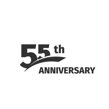Isolated abstract black color 55th anniversary logo on white background. 55 number logotype. Fifty-five years celebration icon. Fifty-fifth birthday greeting emblem. Vector anniversary illustration. clipart