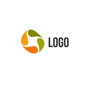 İzole soyut renkli damla daire logosu. Sıvı sirkülasyon logosu. Çocuk sanat okulu simgesi, Yuvarlak şekil boya işareti spin. Yenileme sembolüdoğal süreç. Vektör damlaları çizimi.