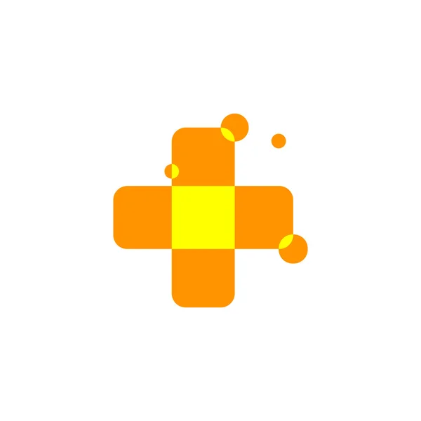 Ізольований абстрактний логотип помаранчевого кольору хреста. Медичний логотип. Лікарня, швидка допомога, клініка значок. Геометрична мозаїчна плитка. Релігійний знак. Символ арифметики плюс. Векторна ілюстрація хреста . — стоковий вектор