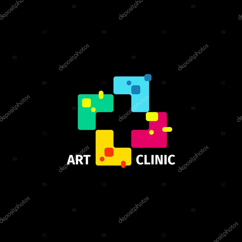 Isolated abstract colorful cross logo. Medical logotype. Hospital, ambulance,clinic icon. Geometric shape mosaic tile. Religious sign. Arithmetic plus symbol. Vector cross illustration