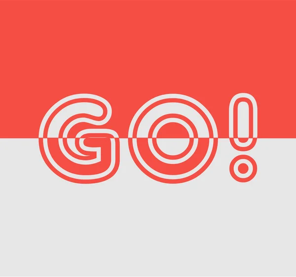Isolé abstrait gris et rouge fond de couleur avec mot go. Logotype motivationnel. Bouton démarrer. Illustration vectorielle . — Image vectorielle