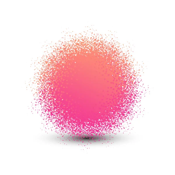 Abstract pink fluffy isolated sphere with shadow logo. Round shape fuzzy kids ball logotype. Shining sun icon. Soft material pompon toy sign. Vector sphere illustration. — Stock vektor