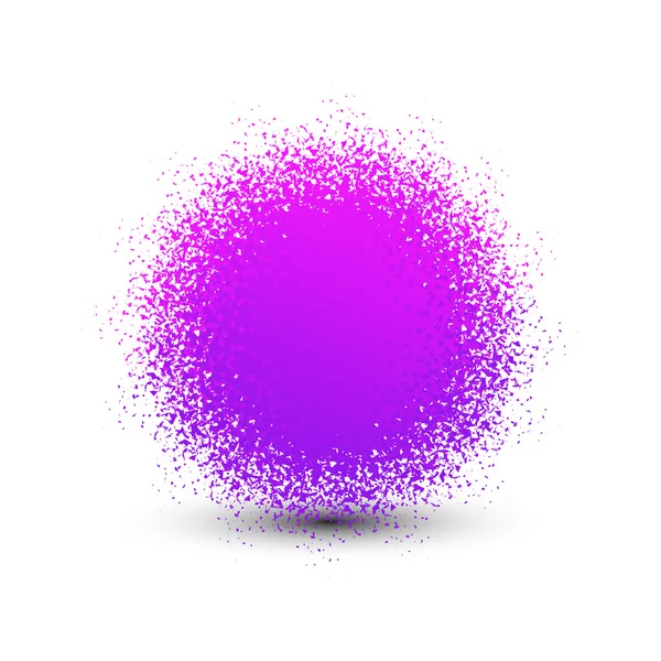 Abstract violet fluffy isolated sphere with shadow logo. Round shape fuzzy kids ball logotype. Shining sun icon. Soft material pompon toy sign. Vector sphere illustration. — Stock vektor