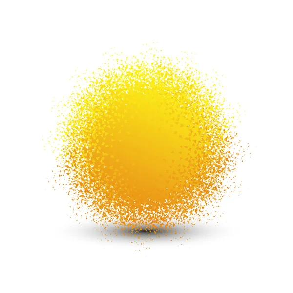 Esfera aislada esponjosa amarilla abstracta con logotipo de sombra. Forma redonda fuzzy niños logotipo de la bola. Icono del sol brillante. Material suave pompón juguete signo. Ilustración vectorial . — Vector de stock