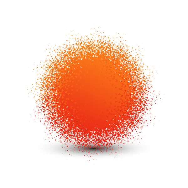 Abstrakta orange fluffig isolerade sfär med shadow-logotypen. Runda formen fuzzy barnen boll logotyp. Skiner solen-ikonen. Mjuka material pompon leksak tecken. Sphere vektorillustration. — Stock vektor