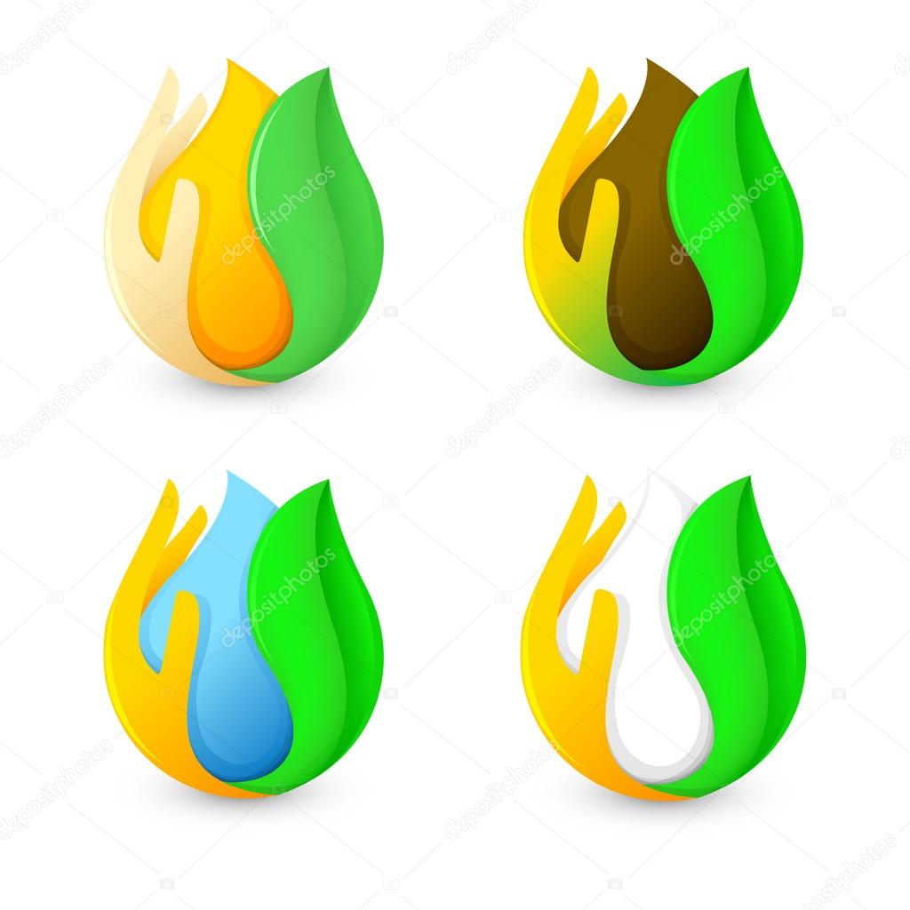 Isolated abstract water,milk,honey,coffee drops in green fresh leaf and palm logo set. Natural drinks logotype collection. Farming emblems. Organic liquid elements sign. Vector drops illustration