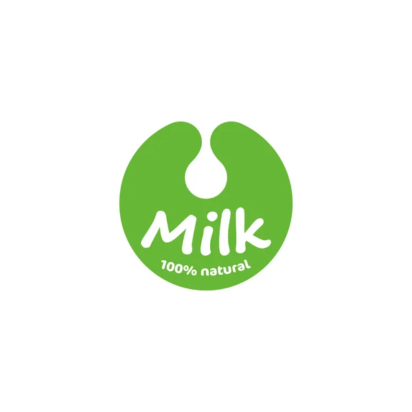 Modèle de logo vecteur de lait. Boissons isolées et secousses alimentaires. Icône bio verte. Le symbole du lait de vache. Logotype naturel. Panneau écologique. Illustration synthétique . — Image vectorielle