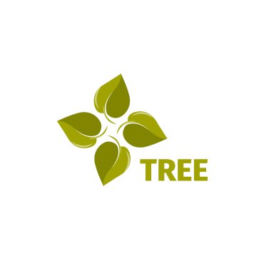 İzole yeşil renk logo bırakır. Ağaç öğesi logo. Doğal simgesi. Olağandışı dönüyor pervane işareti. Klima symmbol. Park amblemi. Tıbbi çapraz. İllüstrasyon vektör yaprak.