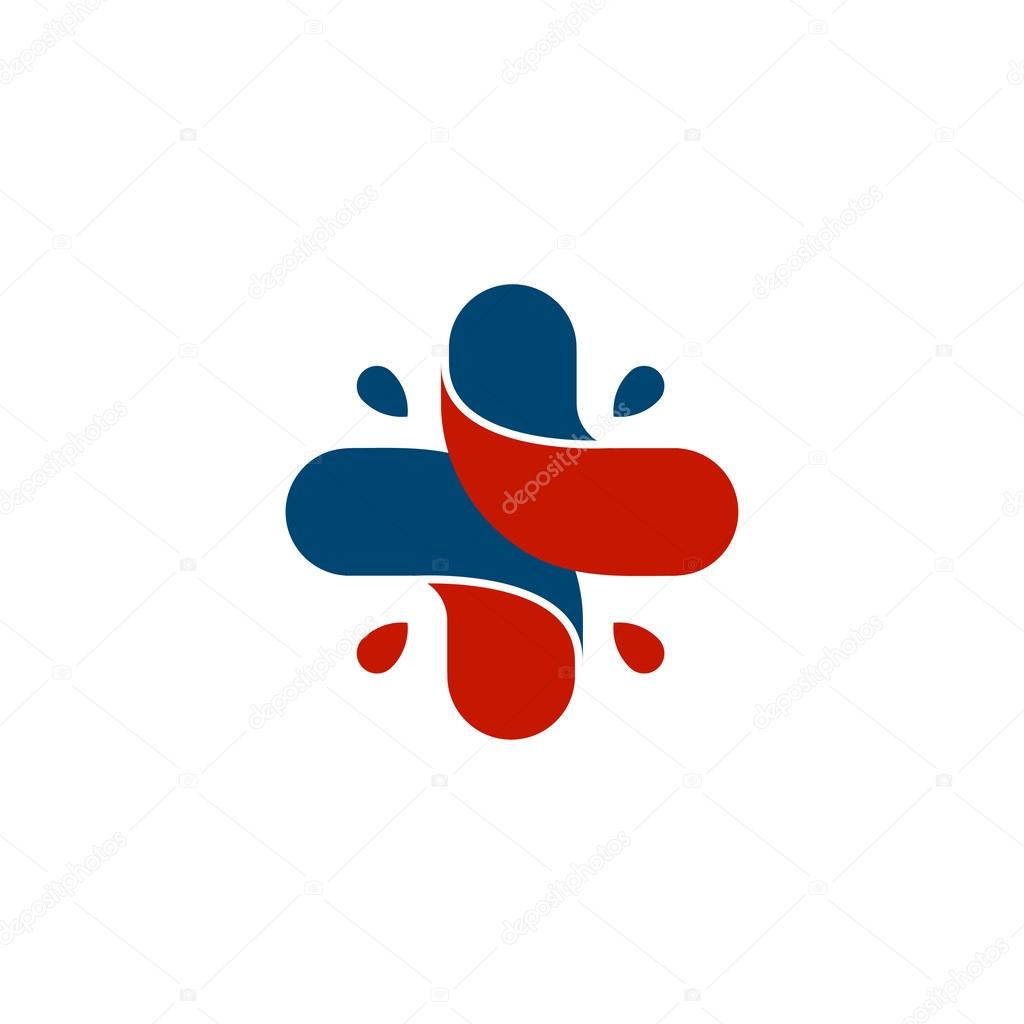 Isolated abstract colorful cross logo. Human silhouette logotype. Medical icon. Religious sign. Healthcare symbol. Hospital,clinic, doctor emblem. Vector illustration