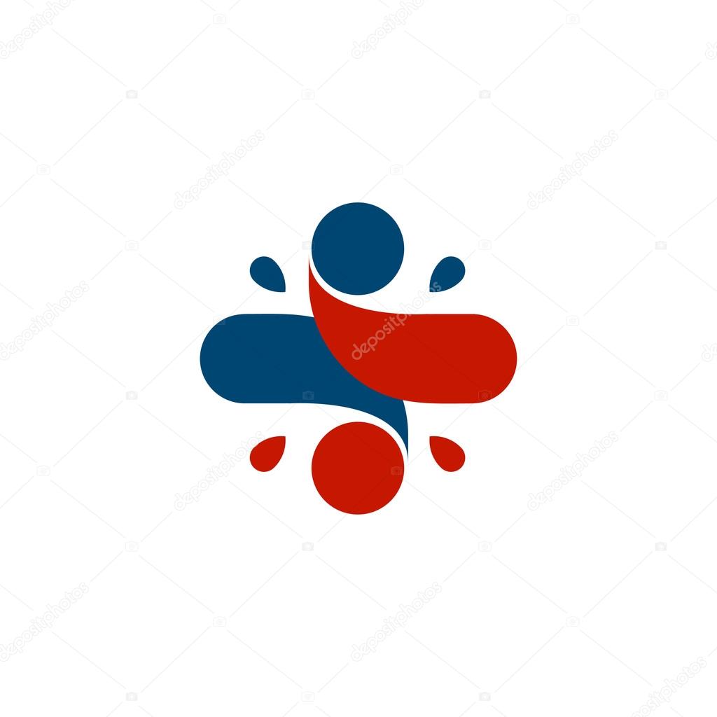 Isolated abstract colorful cross logo. Human silhouette logotype. Medical icon. Religious sign. Healthcare symbol. Hospital,clinic, doctor emblem. Vector illustration