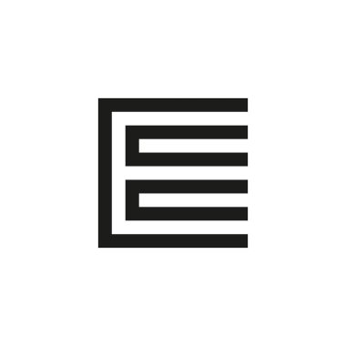 Olağandışı geometrik mektup E. mimari vektör logosu. İzole monogram.