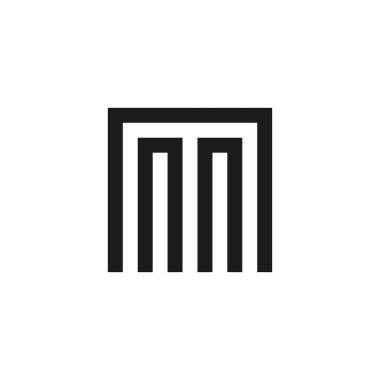 Olağandışı geometrik mektup M. mimari vektör logosu. İzole monogram.