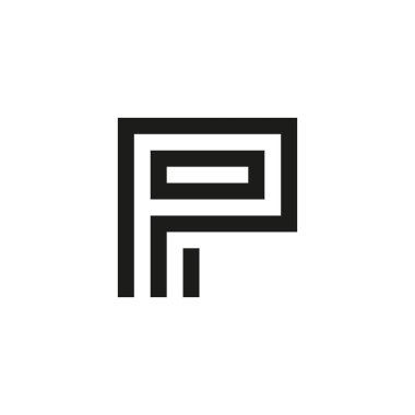Olağandışı geometrik mektup P. mimari vektör logosu. İzole monogram.