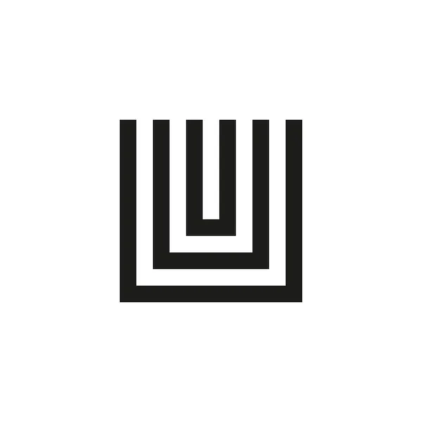 Neobvyklé geometrické písmeno U. architektura vektorové logo. Izolované monogram. — Stockový vektor