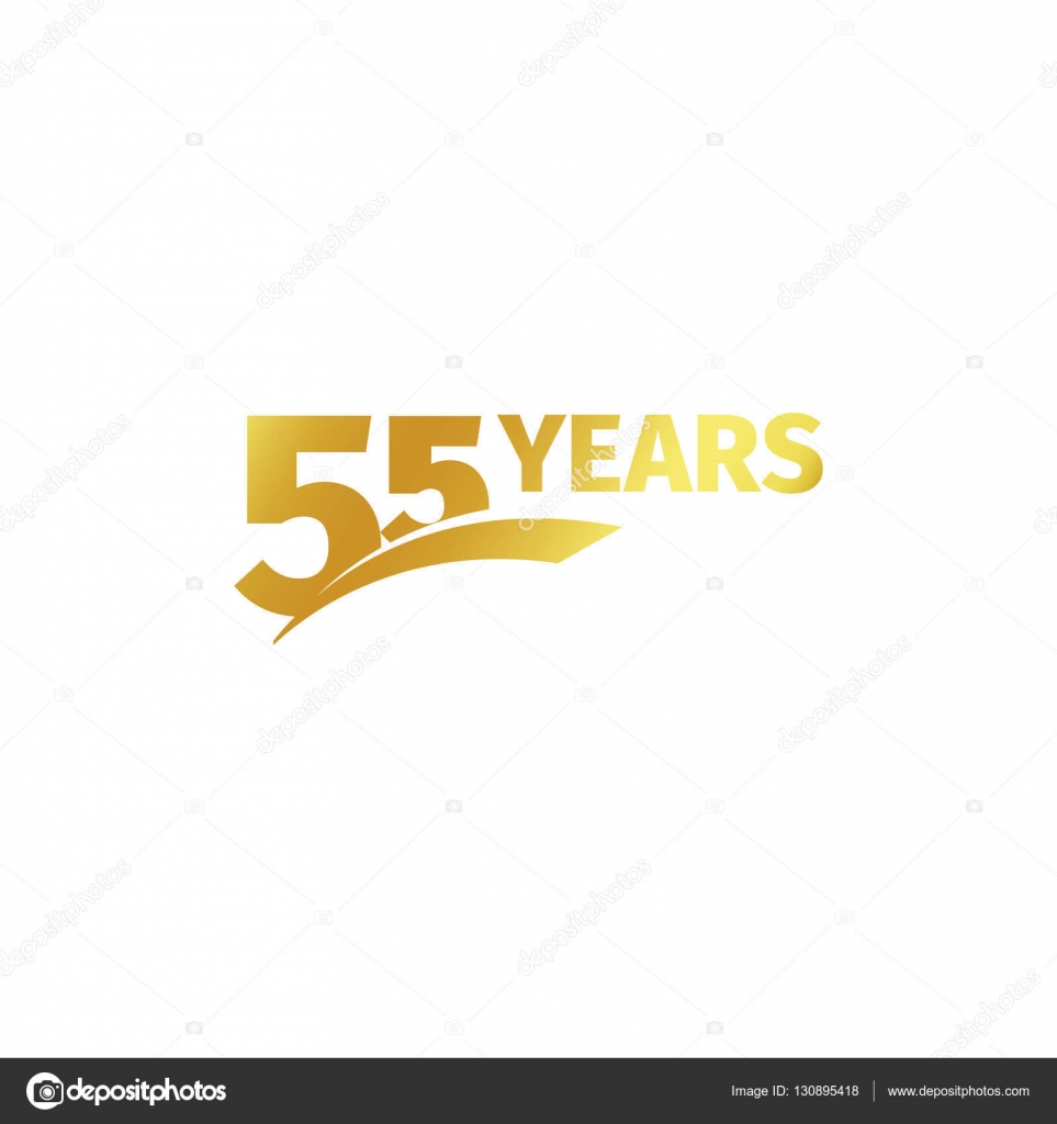 Isolated abstract golden 55th anniversary logo on white background. 55