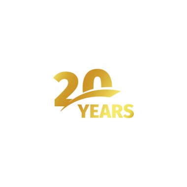 Isolated abstract golden 20th anniversary logo on white background. 20 number logotype. Twenty years jubilee celebration icon. Twentieth birthday emblem. Vector illustration. clipart