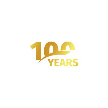 Isolated abstract golden 100th anniversary logo on white background. 100 number logotype. One hundred years jubilee celebration icon. Hundredth birthday emblem. Vector illustration. clipart