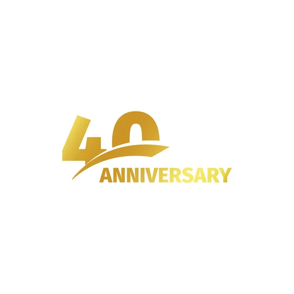 Απομονωμένες αφηρημένο χρυσή 40η επέτειο λογότυπο σε λευκό φόντο. 40 τον αριθμό λογότυπο. Σαράντα χρόνια εικονίδιο εορτασμού Ιωβηλαίου. Τεσσαρακοστά γενέθλια έμβλημα. Εικονογράφηση διάνυσμα. — Διανυσματικό Αρχείο