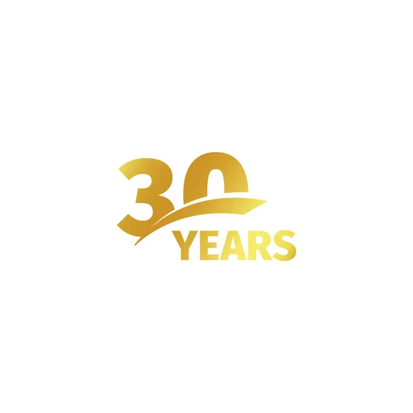 Logotipo aislado abstracto del 30 aniversario de oro sobre fondo blanco. Logotipo de 30 números. Treinta años de celebración jubilar icono. Trigésimo emblema de cumpleaños. Ilustración vectorial . — Archivo Imágenes Vectoriales