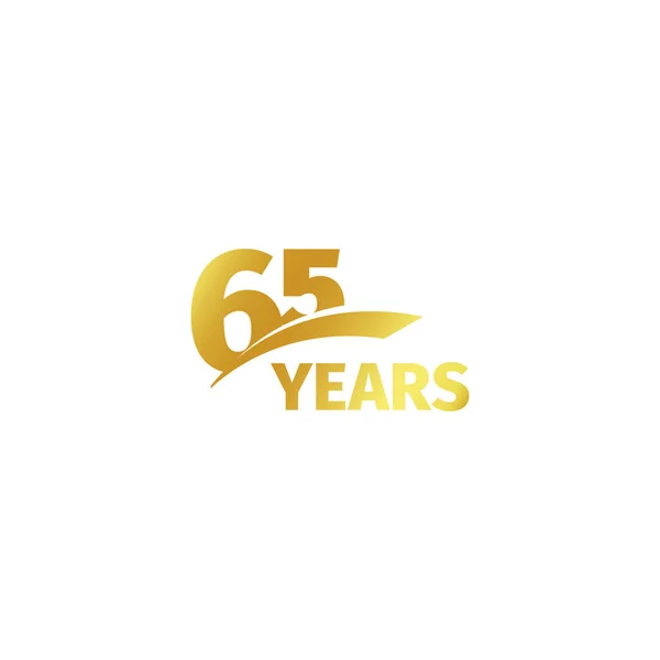 Απομονωμένη αφηρημένο χρυσή 65η επέτειο λογότυπο σε λευκό φόντο. 65 αριθμός λογότυπο. Εικονίδιο εορτασμού ιωβηλαίου εξήντα πέντε χρόνια. Γενέθλια έμβλημα. Εικονογράφηση διάνυσμα. — Διανυσματικό Αρχείο