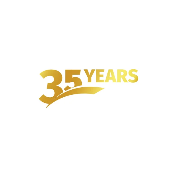 Logotipo aislado abstracto de oro del 35º aniversario sobre fondo blanco. Logotipo de 35 números. Treinta y cinco años de celebración jubilar icono. Un emblema de cumpleaños. Ilustración vectorial . — Archivo Imágenes Vectoriales