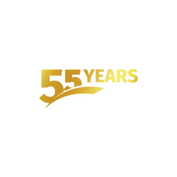 Απομονωμένη αφηρημένο χρυσή 55η επέτειο λογότυπο σε λευκό φόντο. 55 αριθμός λογότυπο. Πενήντα πέντε χρόνια εικονίδιο εορτασμού Ιωβηλαίου. Γενέθλια έμβλημα. Εικονογράφηση διάνυσμα. — Διανυσματικό Αρχείο