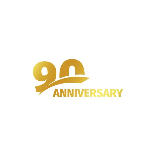 Isolé abstrait doré 90e anniversaire logo sur fond blanc. Logotype à 90 chiffres. Icône de célébration du jubilé des années Ninty. L'emblème de son anniversaire. Illustration vectorielle . — Image vectorielle
