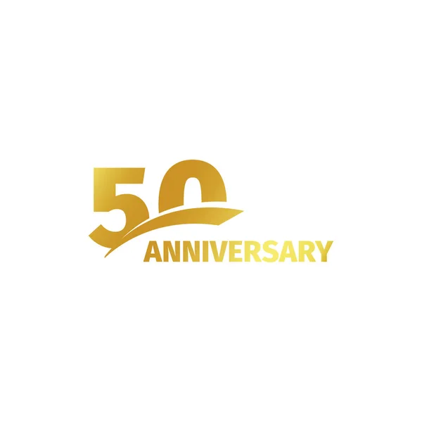 Isolerade abstrakt gyllene 50th anniversary logo på vit bakgrund. 50 nummer logotype. Femtio år jubileum firande ikonen. Femtionde födelsedag emblem. Vektorillustration. — Stock vektor