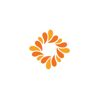 Yalıtılmış turuncu renk logo. Rhombus şekil logo. Çiçek yaprakları simgesi. Çiçek dekoratif işareti. Doğa eleman. Vektör çizim.