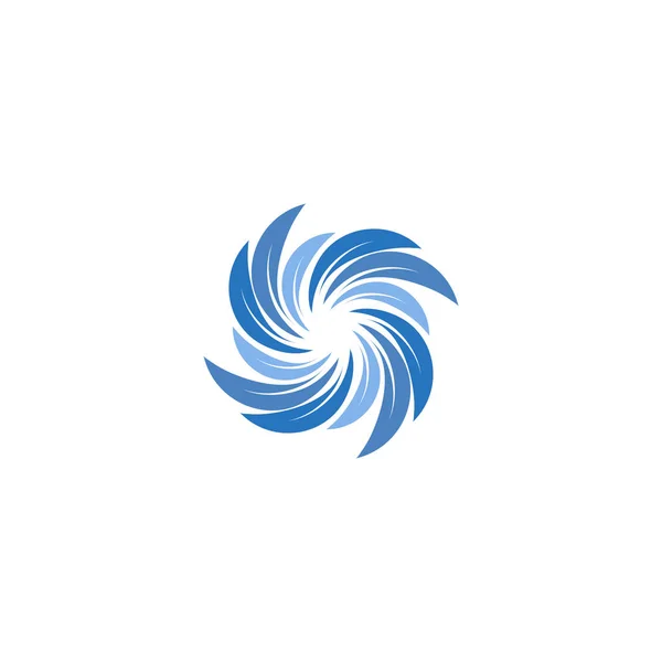 Isolato astratto colore blu filante logo a spirale. Logotipo del vortice. Icona dell'acqua. Firma Vortex. Simbolo liquido. Emblema del sistema di condizionamento. Illustrazione acquatica vettoriale . — Vettoriale Stock