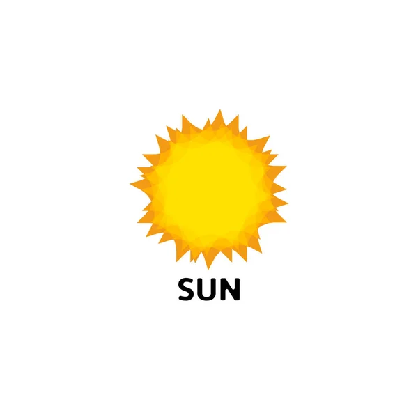 Stilisierte Sonne Logo flachen Stil. runde warme abstrakte Form Logotyp. Vektor-Design der Sommerhitze. Sonnensystemzeichen. Solaium-Symbol. Wettervorhersage-Element. Lichtzeichen. Illustration. — Stockvektor