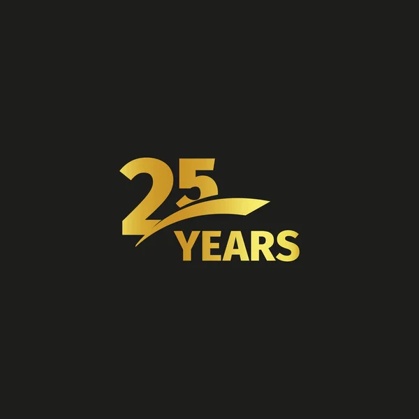 Isolated abstract golden 25th anniversary logo on black background. 25 number logotype. Twenty five years jubilee celebration icon. Birthday emblem. Vector illustration. — Stock Vector