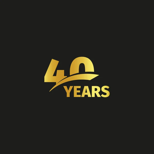 Isolerade abstrakt gyllene 40th anniversary logo på svart bakgrund. 40 nummer logotype. Fyrtio år jubileum firande ikonen. Fyrtionde födelsedag emblem. Vektorillustration. — Stock vektor