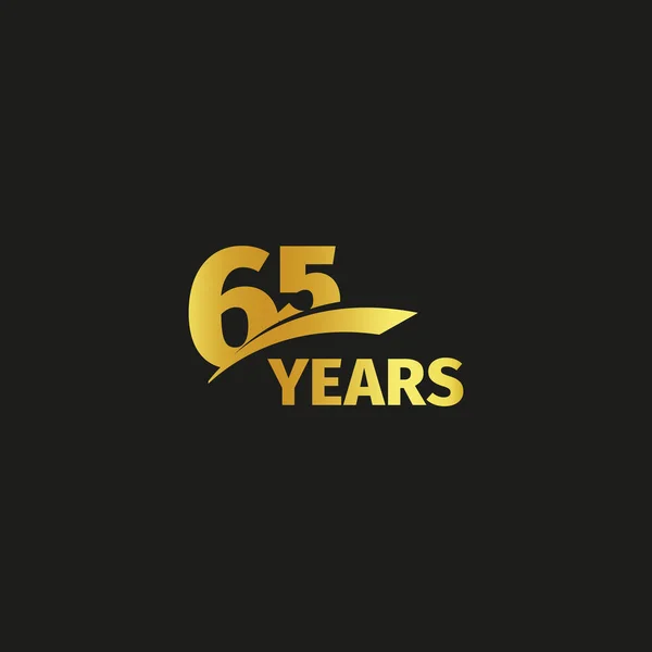 Logo abstracto aislado del 65 aniversario de oro sobre fondo negro. Logotipo de 65 números. Sesenta y cinco años de celebración jubilar icono. Un emblema de cumpleaños. Ilustración vectorial . — Archivo Imágenes Vectoriales