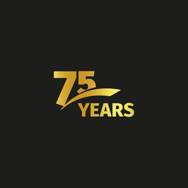 Logo astratto isolato 75th anniversario d'oro su sfondo nero. Logotipo a 75 numeri. Settantacinque anni di celebrazione giubilare icona. Emblema di compleanno. Illustrazione vettoriale . — Vettoriale Stock