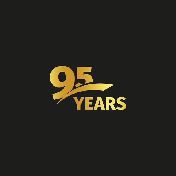 Isolerade abstrakt gyllene 95th anniversary logo på svart bakgrund. 95 antal logotype. Nittio år jubileum firande ikonen. Födelsedag emblem. Vektorillustration. — Stock vektor