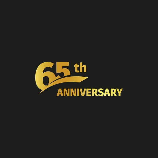 Logotipo de aniversário dourado abstrato isolado 65 no fundo preto. Logótipo do número 65. Sessenta e cinco anos ícone da celebração do jubileu. Um emblema de aniversário. Ilustração vetorial . — Vetor de Stock