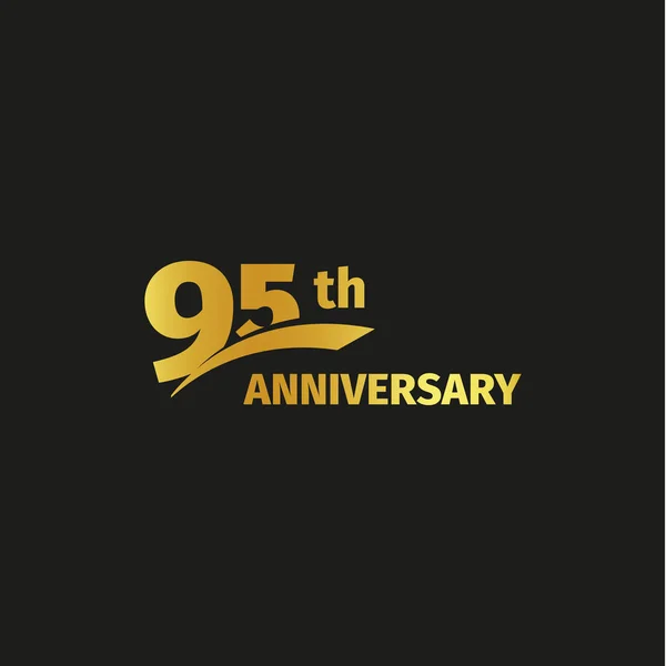 Geïsoleerde abstract gouden 95e verjaardagslogo op zwarte achtergrond. 95 aantal logo. Ninty-vijf jaar jubileum viering pictogram. Verjaardag embleem. Vectorillustratie. — Stockvector