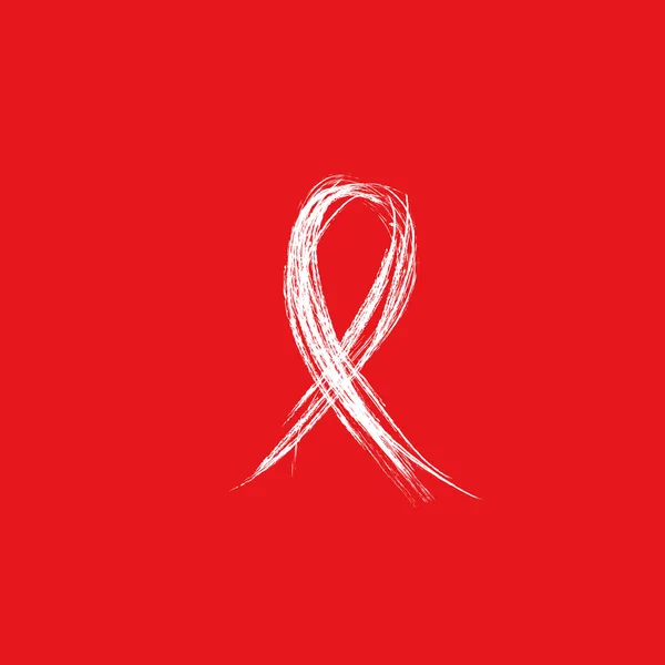 Isoliert weißes Band skizziert Krankheitsbewusstsein. Welt-Aids-Tag. Stopp-Symbol auf rotem Hintergrund. Internationale Unterstützungskampagne für kranke Menschen. Vektorillustration. — Stockvektor