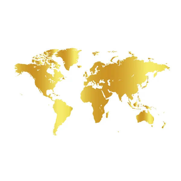 Mapa del mundo de color dorado sobre fondo blanco. Fondo de diseño Globe. Fondo de pantalla elemento cartografía. Localizaciones geográficas imagen. Continentes vector ilustración . — Vector de stock