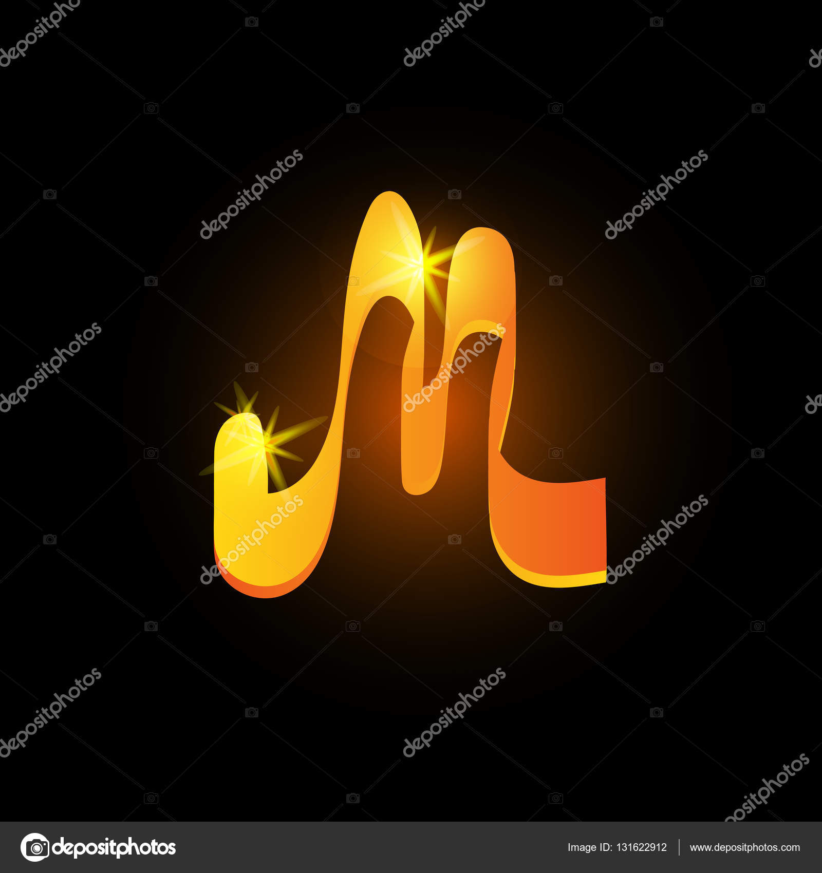 golden arabic style letter m shiny latin alphabet element icon on letter m in arabic