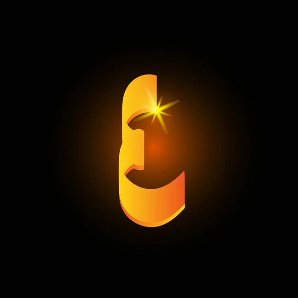 Arany arab stílusú levél e. fényes latin ábécé elem ikon a fekete háttér. Keleti kalligráfia design. Tüzes dekoratív vektoros illusztráció. — Stock Vector
