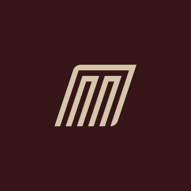 Geometrik beyaz renk Alfabe harf m. Monogram sembolü koyu arka plan izole. Sıradışı tipografi öğesi. Vektör çizim.