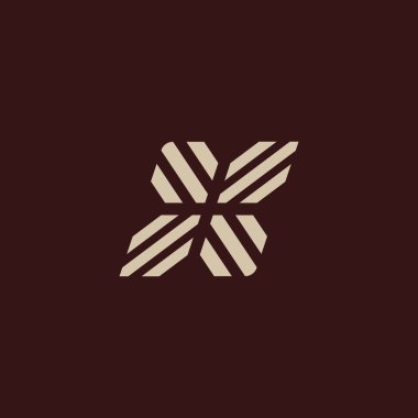 Koyu arka plan Monogram sembolü x. izole geometrik beyaz renk Alfabe harf. Sıradışı tipografi öğesi. Vektör çizim.