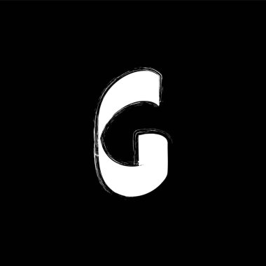 İzole grafiti yazı tipi simgesi. Grunge tarzı mektup g siyah arka plan üzerine beyaz. Yeraltı hip hop hat sembolü. Latin alfabesi öğe işareti. Vektör çizim.