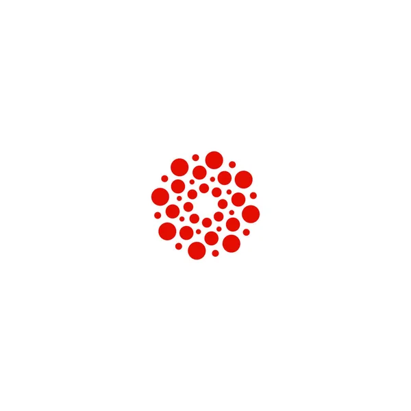 Логотип абстрактного кола. Незвичайні пунктирні круглі ізольовані логотипи хімічних речовин. Значок вірусу. Червоне сонце. Символ квітки. Спіральний знак. Векторні ілюстрації . — стоковий вектор