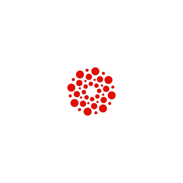 Logotipo de círculo abstrato. Incomum pontilhado redondo isolado logotipo quim. Ícone de vírus. Sol vermelho. Símbolo da flor. Sinalização em espiral.Ilustração vetorial . —  Vetores de Stock